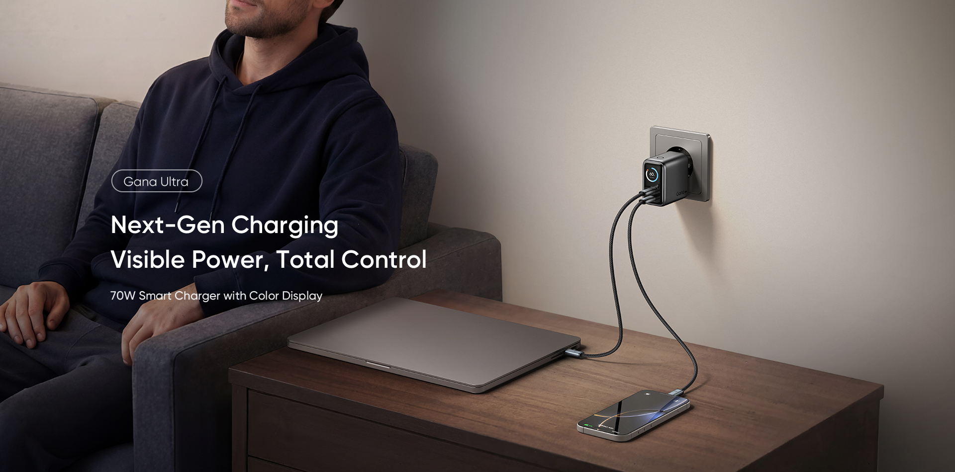 Mcdodo 67W GaN Fast Charger with Retractable USB-C Cable Original (CH-5590) image 3