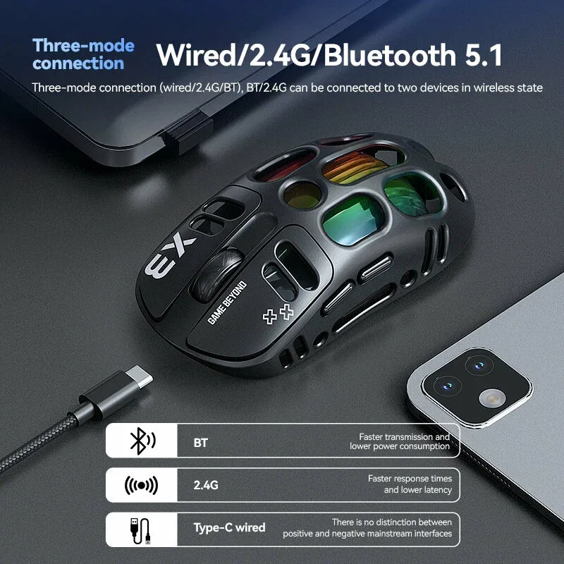 T-WOLF X3 Tri-Mode Light Weight Gaming Mouse image 4